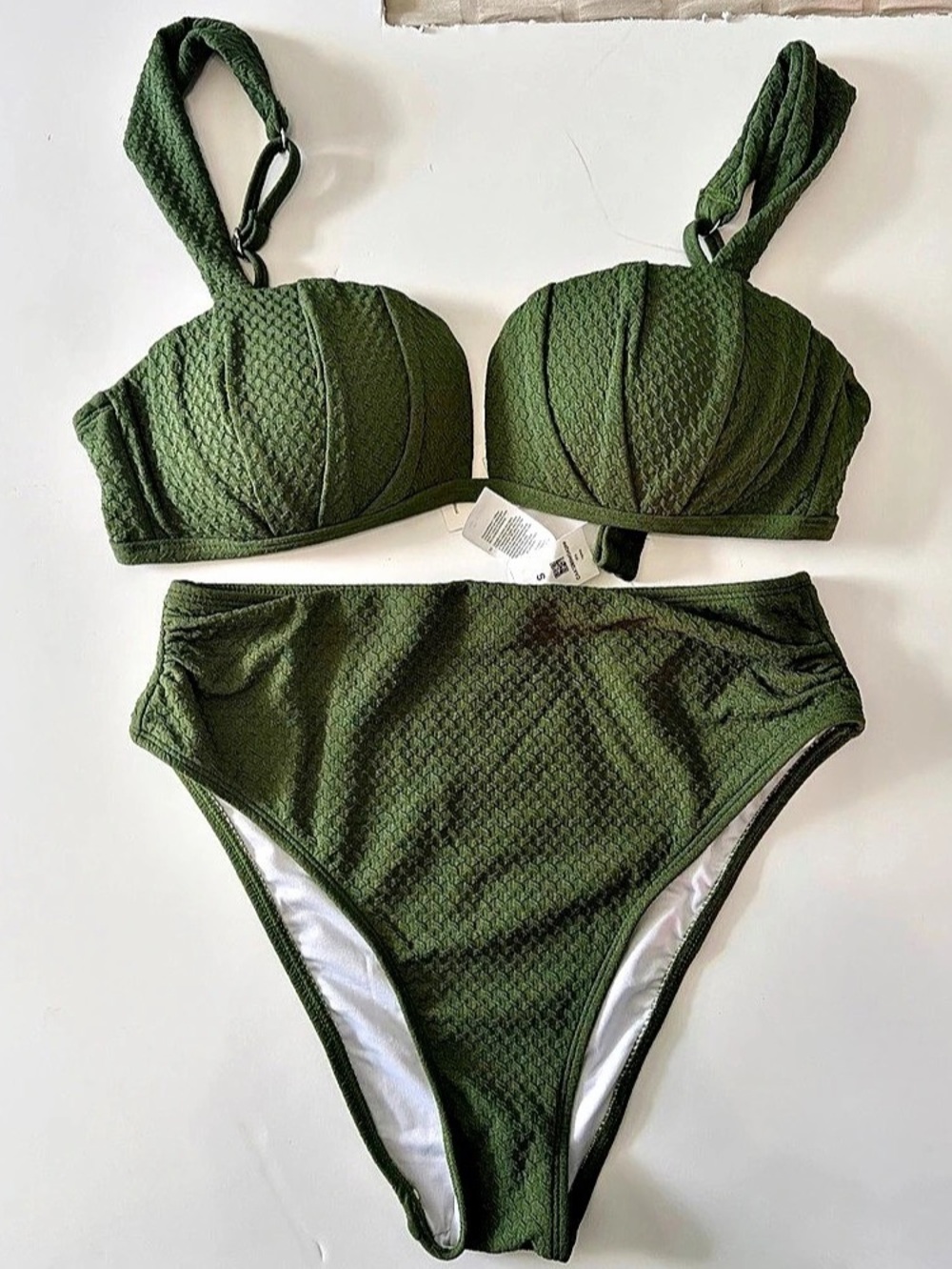 Cupshe Textured Bikini Set in Green Size Small NWT